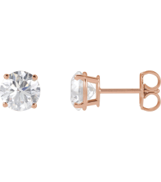 1874 14K Rose Set Round Lab-Grown Diamond Pair 6.3Mm 2 Ctw Si1-Si2, G-H Friction Friction Backs Included 4-Prong Polished Lab-Grown Diamond Stud Earrings