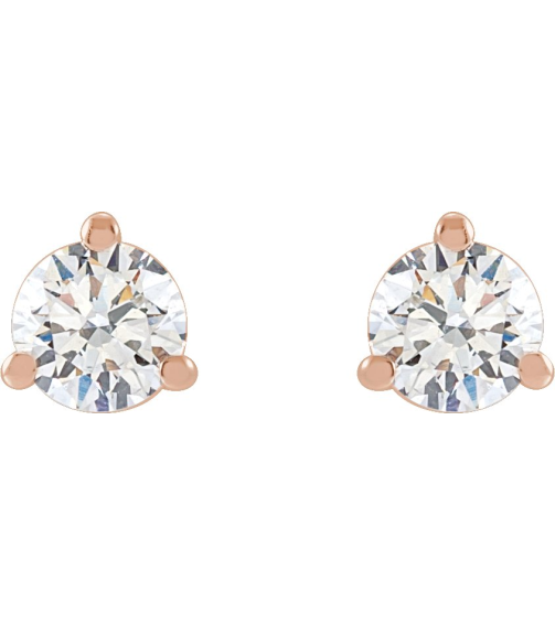 66233 14K Rose Set Round Lab-Grown Diamond Pair 3.4Mm 13 Ctw Si1-Si2, G-H Friction Friction Backs Included 3-Prong Polished 13 Ctw Lab-Grown Diamond Stud Earrings