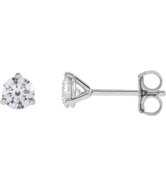 66233 14K White Set Round Lab-Grown Diamond Pair 4Mm 12 Ctw Si1-Si2, G-H Friction Friction Backs Included 3-Prong Polished 12 Ctw Lab-Grown Diamond Stud Earrings
