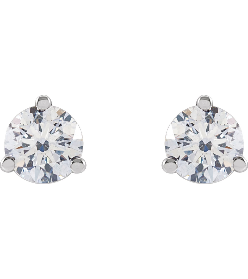 66233 14K White Set Round Lab-Grown Diamond Pair 4Mm 12 Ctw Si1-Si2, G-H Friction Friction Backs Included 3-Prong Polished 12 Ctw Lab-Grown Diamond Stud Earrings