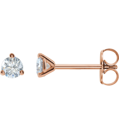 66233 14K Rose Set Round Lab-Grown Diamond Pair 4Mm 12 Ctw Si1-Si2, G-H Friction Friction Backs Included 3-Prong Polished 12 Ctw Lab-Grown Diamond Stud Earrings