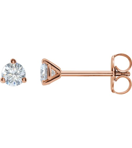 66233 14K Rose Set Round Lab-Grown Diamond Pair 4Mm 12 Ctw Si1-Si2, G-H Friction Friction Backs Included 3-Prong Polished 12 Ctw Lab-Grown Diamond Stud Earrings