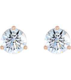 66233 14K Rose Set Round Lab-Grown Diamond Pair 4Mm 12 Ctw Si1-Si2, G-H Friction Friction Backs Included 3-Prong Polished 12 Ctw Lab-Grown Diamond Stud Earrings