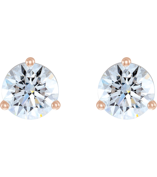66233 14K Rose Set Round Lab-Grown Diamond Pair 4Mm 12 Ctw Si1-Si2, G-H Friction Friction Backs Included 3-Prong Polished 12 Ctw Lab-Grown Diamond Stud Earrings