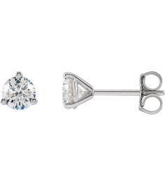 66233 14K White Set Round Lab-Grown Diamond Pair 4.5Mm 34 Ctw Si1-Si2, G-H Friction Friction Backs Included 3-Prong Polished 34 Ctw Lab-Grown Diamond Stud Earrings