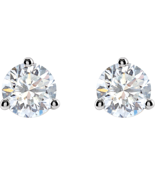 66233 14K White Set Round Lab-Grown Diamond Pair 5Mm 1 Ctw Si1-Si2, G-H Friction Friction Backs Included 3-Prong Polished 1 Ctw Lab-Grown Diamond Stud Earrings