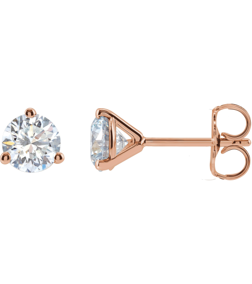 66233 14K Rose Set Round Lab-Grown Diamond Pair 5Mm 1 Ctw Si1-Si2, G-H Friction Friction Backs Included 3-Prong Polished 1 Ctw Lab-Grown Diamond Stud Earrings