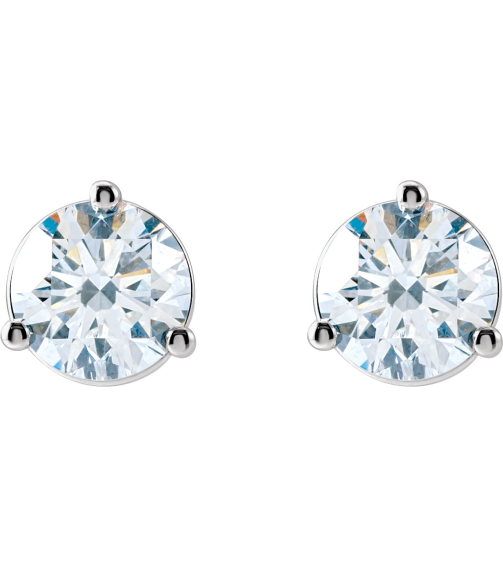 66233 14K White Set Round Lab-Grown Diamond Pair 5.5Mm 1 14 Ctw Si1-Si2, G-H Friction Friction Backs Included 3-Prong Polished 1 14 Ctw Lab-Grown Diamond Stud Earrings