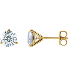 66233 14K Yellow Set Round Lab-Grown Diamond Pair 6.3Mm 2 Ctw Si1-Si2, G-H Friction Friction Backs Included 3-Prong Polished 2 Ctw Lab-Grown Diamond Stud Earrings