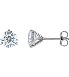 66233 14K White Set Round Lab-Grown Diamond Pair 6.3Mm 2 Ctw Si1-Si2, G-H Friction Friction Backs Included 3-Prong Polished 2 Ctw Lab-Grown Diamond Stud Earrings