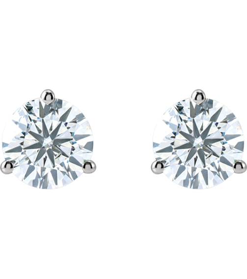 66233 14K White Set Round Lab-Grown Diamond Pair 6.3Mm 2 Ctw Si1-Si2, G-H Friction Friction Backs Included 3-Prong Polished 2 Ctw Lab-Grown Diamond Stud Earrings