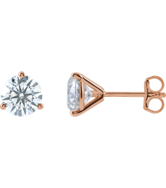 66233 14K Rose Set Round Lab-Grown Diamond Pair 6.3Mm 2 Ctw Si1-Si2, G-H Friction Friction Backs Included 3-Prong Polished 2 Ctw Lab-Grown Diamond Stud Earrings