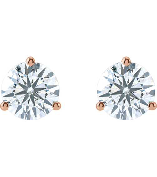 66233 14K Rose Set Round Lab-Grown Diamond Pair 6.3Mm 2 Ctw Si1-Si2, G-H Friction Friction Backs Included 3-Prong Polished 2 Ctw Lab-Grown Diamond Stud Earrings