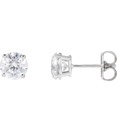 1874 14K White Set Round Lab-Grown Diamond Pair 5.75Mm 1 12 Ctw Si1-Si2, G-H Friction Friction Backs Included 4-Prong Polished Lab-Grown Diamond Stud Earring