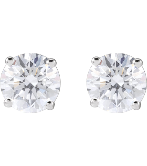 1874 14K White Set Round Lab-Grown Diamond Pair 5.75Mm 1 12 Ctw Si1-Si2, G-H Friction Friction Backs Included 4-Prong Polished Lab-Grown Diamond Stud Earring