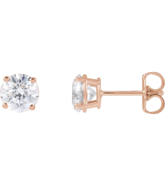 1874 14K Rose Set Round Lab-Grown Diamond Pair 5.75Mm 1 12 Ctw Si1-Si2, G-H Friction Friction Backs Included 4-Prong Polished Lab-Grown Diamond Stud Earring