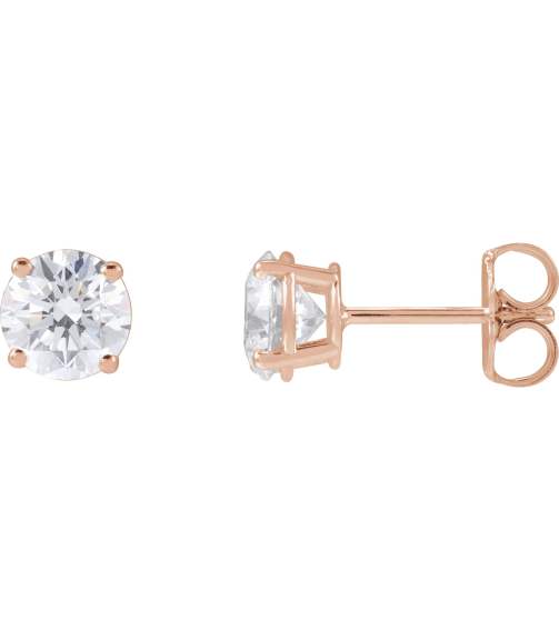 1874 14K Rose Set Round Lab-Grown Diamond Pair 5.75Mm 1 12 Ctw Si1-Si2, G-H Friction Friction Backs Included 4-Prong Polished Lab-Grown Diamond Stud Earring