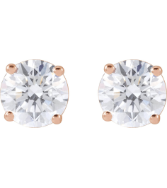 1874 14K Rose Set Round Lab-Grown Diamond Pair 5.75Mm 1 12 Ctw Si1-Si2, G-H Friction Friction Backs Included 4-Prong Polished Lab-Grown Diamond Stud Earring