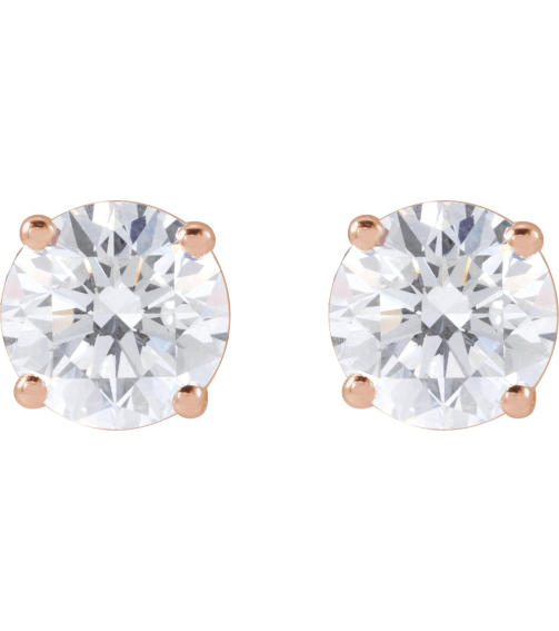 1874 14K Rose Set Round Lab-Grown Diamond Pair 5.75Mm 1 12 Ctw Si1-Si2, G-H Friction Friction Backs Included 4-Prong Polished Lab-Grown Diamond Stud Earring