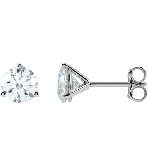 66233 14K White Set Round Lab-Grown Diamond Pair 5.75Mm 1 12 Ctw Si1-Si2, G-H Friction Friction Backs Included 3-Prong Polished 1 12 Ctw Lab-Grown Diamond Stud Earrings