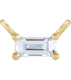 87521 Necklace Center Set 14K Yellow Straight Baguette Natural Diamond 4.5 X 2Mm 18 Ct Si2-Si3, Ghi Polished 18 Ct Natural Diamond 4-Prong Necklace Center