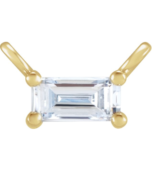 87521 Necklace Center Set 14K Yellow Straight Baguette Natural Diamond 4.5 X 2Mm 18 Ct Si2-Si3, Ghi Polished 18 Ct Natural Diamond 4-Prong Necklace Center