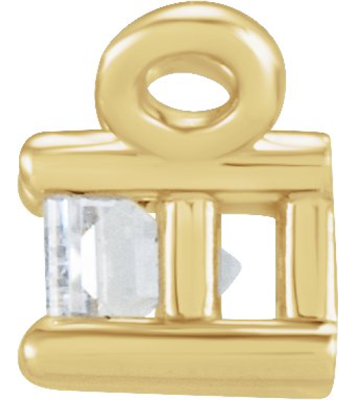 87521 Necklace Center Set 14K Yellow Straight Baguette Natural Diamond 4.5 X 2Mm 18 Ct Si2-Si3, Ghi Polished 18 Ct Natural Diamond 4-Prong Necklace Center