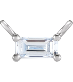 87521 Necklace Center Set 14K White Straight Baguette Natural Diamond 4.5 X 2Mm 18 Ct Si2-Si3, Ghi Polished 18 Ct Natural Diamond 4-Prong Necklace Center