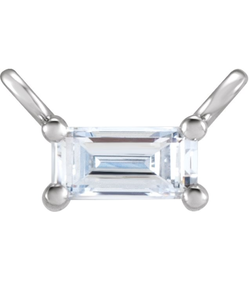 87521 Necklace Center Set 14K White Straight Baguette Natural Diamond 4.5 X 2Mm 18 Ct Si2-Si3, Ghi Polished 18 Ct Natural Diamond 4-Prong Necklace Center