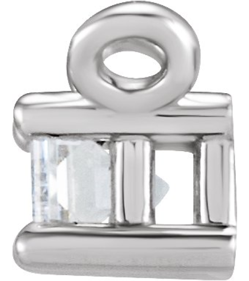 87521 Necklace Center Set 14K White Straight Baguette Natural Diamond 4.5 X 2Mm 18 Ct Si2-Si3, Ghi Polished 18 Ct Natural Diamond 4-Prong Necklace Center