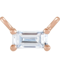 87521 Necklace Center Set 14K Rose Straight Baguette Natural Diamond 4.5 X 2Mm 18 Ct Si2-Si3, Ghi Polished 18 Ct Natural Diamond 4-Prong Necklace Center