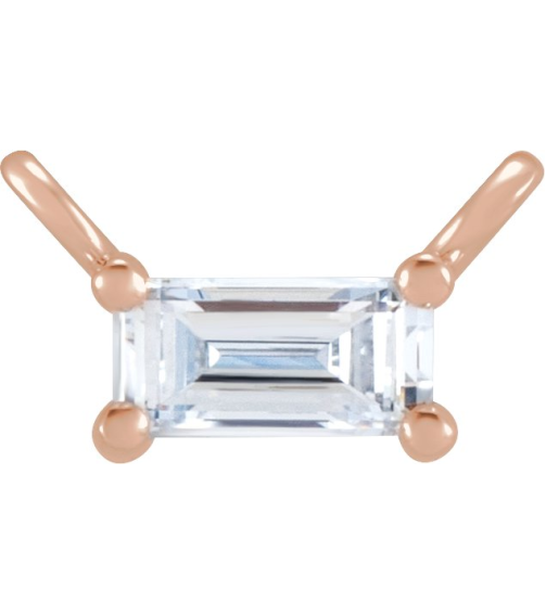 87521 Necklace Center Set 14K Rose Straight Baguette Natural Diamond 4.5 X 2Mm 18 Ct Si2-Si3, Ghi Polished 18 Ct Natural Diamond 4-Prong Necklace Center
