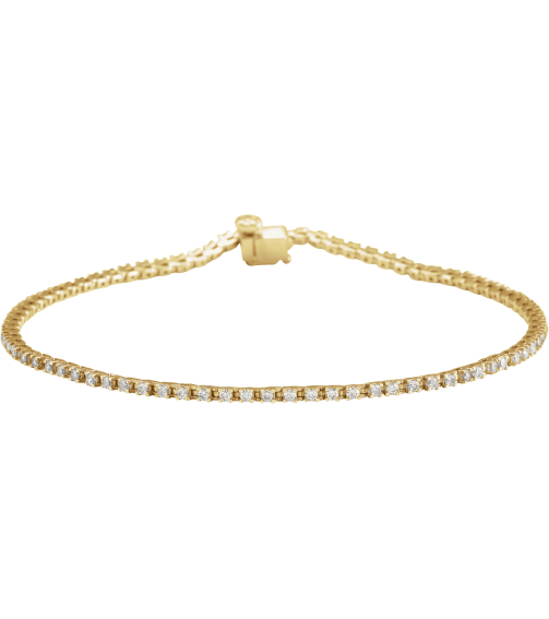 653702 Bracelet Set 14K Yellow Round Natural Diamond 1.4Mm 1 Ctw I1, G-H 7 14 In Polished Natural Diamond Line Bracelet