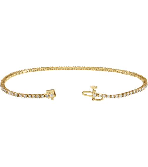 653702 Bracelet Set 14K Yellow Round Natural Diamond 1.4Mm 1 Ctw I1, G-H 7 14 In Polished Natural Diamond Line Bracelet