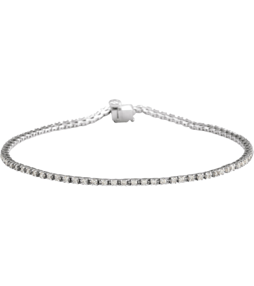 653702 Bracelet Set 14K White Round Natural Diamond 1.4Mm 1 Ctw I1, G-H 7 14 In Polished Natural Diamond Line Bracelet