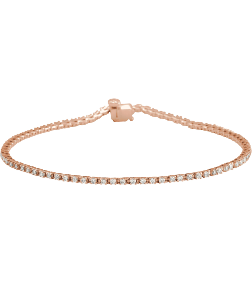 653702 Bracelet Set 14K Rose Round Natural Diamond 1.4Mm 1 Ctw I1, G-H 7 14 In Polished Natural Diamond Line Bracelet