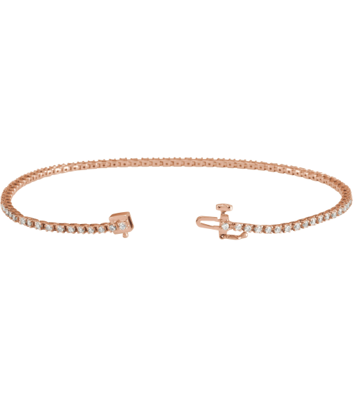 653702 Bracelet Set 14K Rose Round Natural Diamond 1.4Mm 1 Ctw I1, G-H 7 14 In Polished Natural Diamond Line Bracelet