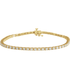 653702 Bracelet Set 14K Yellow Round Natural Diamond 2.3-2.35 Mm 3 Ctw I1, G-H 7 14 In Polished Natural Diamond Line Bracelet