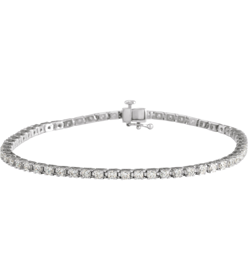 653702 Bracelet Set 14K White Round Natural Diamond 2.3-2.35 Mm 3 Ctw I1, G-H 7 14 In Polished Natural Diamond Line Bracelet