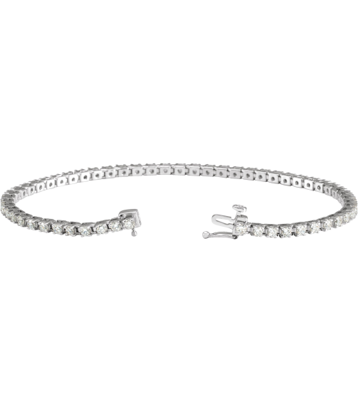 653702 Bracelet Set 14K White Round Natural Diamond 2.3-2.35 Mm 3 Ctw I1, G-H 7 14 In Polished Natural Diamond Line Bracelet