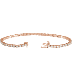 653702 Bracelet Set 14K Rose Round Natural Diamond 2.3-2.35 Mm 3 Ctw I1, G-H 7 14 In Polished Natural Diamond Line Bracelet