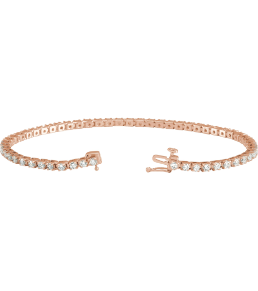 653702 Bracelet Set 14K Rose Round Natural Diamond 2.3-2.35 Mm 3 Ctw I1, G-H 7 14 In Polished Natural Diamond Line Bracelet