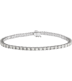 653702 Bracelet Set 14K White Round Natural Diamond 2.8Mm 4 Ctw I1, G-H 7 14 In Polished Natural Diamond Line Bracelet