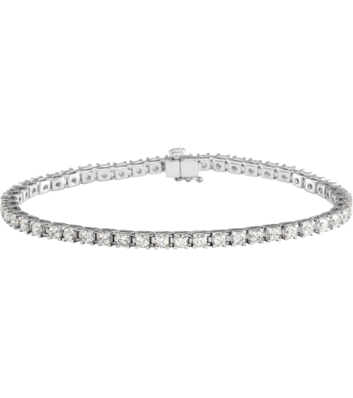 653702 Bracelet Set 14K White Round Natural Diamond 2.8Mm 4 Ctw I1, G-H 7 14 In Polished Natural Diamond Line Bracelet