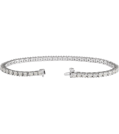 653702 Bracelet Set 14K White Round Natural Diamond 2.8Mm 4 Ctw I1, G-H 7 14 In Polished Natural Diamond Line Bracelet