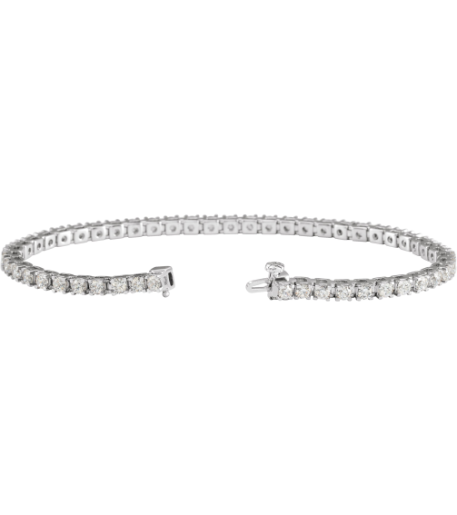 653702 Bracelet Set 14K White Round Natural Diamond 2.8Mm 4 Ctw I1, G-H 7 14 In Polished Natural Diamond Line Bracelet