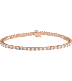 653702 Bracelet Set 14K Rose Round Natural Diamond 2.8Mm 4 Ctw I1, G-H 7 14 In Polished Natural Diamond Line Bracelet