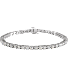 653702 Bracelet Set 14K White Round Natural Diamond 3.1Mm 5 Ctw I1, G-H 7 14 In Polished Natural Diamond Line Bracelet