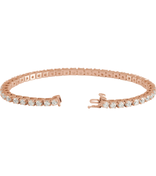 653702 Bracelet Set 14K Rose Round Natural Diamond 3.1Mm 5 Ctw I1, G-H 7 14 In Polished Natural Diamond Line Bracelet