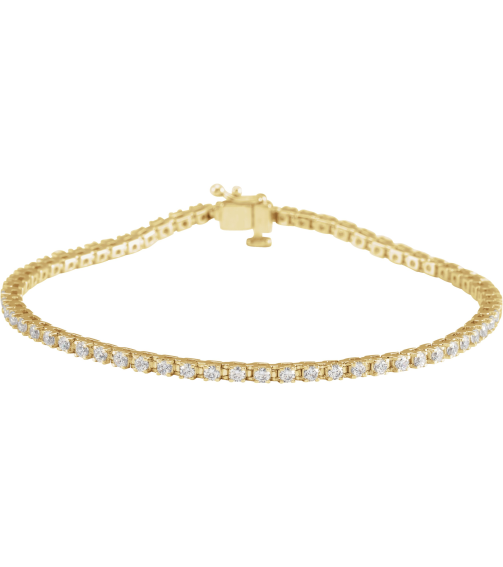 653702 Bracelet Set 14K Yellow Round Lab-Grown Diamond 1.9Mm 2 Ctw Si, G-H 7 14 In Polished Lab-Grown Diamond Line Bracelet